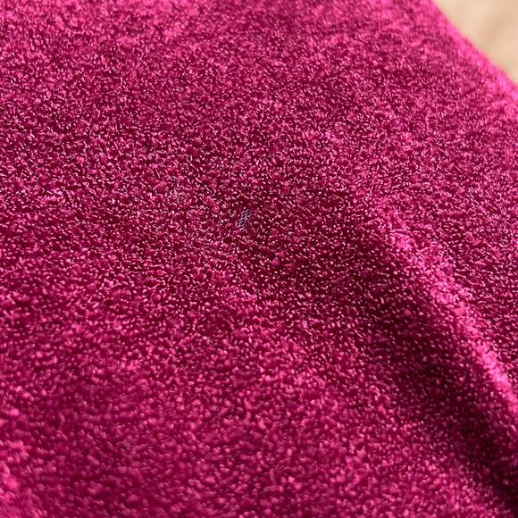 Vintage 70s Union Made Magenta Terry Cloth Shirt Waist Dress Side Button Midi - Picture 6 of 12